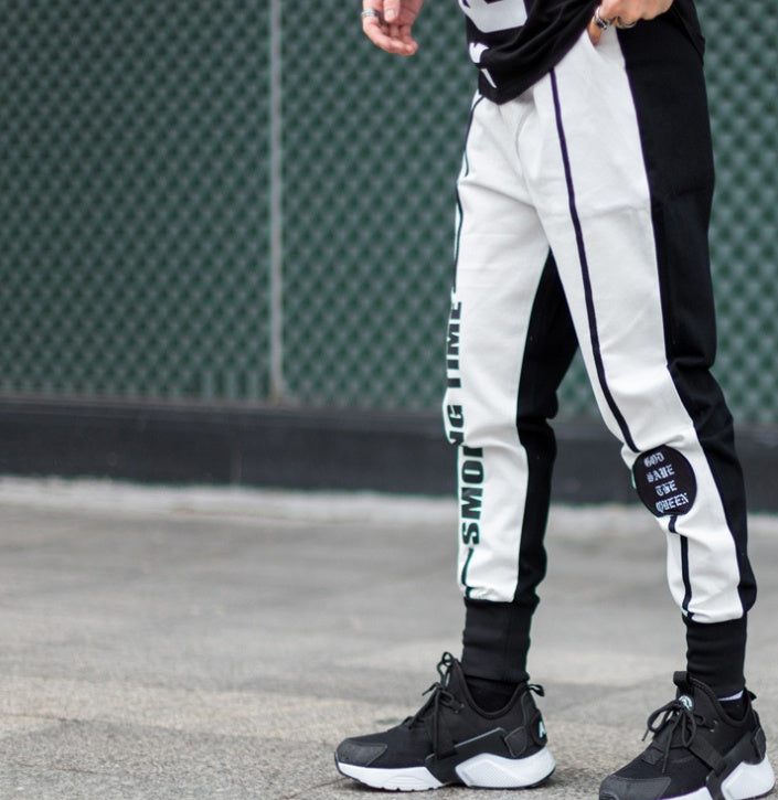 Hip-hop men's casual European and American casual pants beam pants hip-hop high street summer new printed sweatpants men's trousers