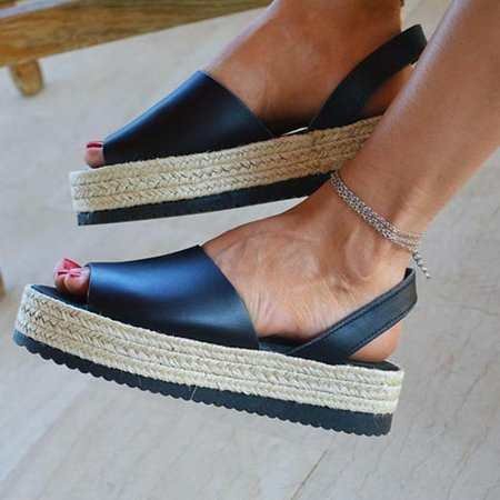 Summer New Style Thick Soled Fish Mouth Women's Sandals One Word Buckle Sandals Women