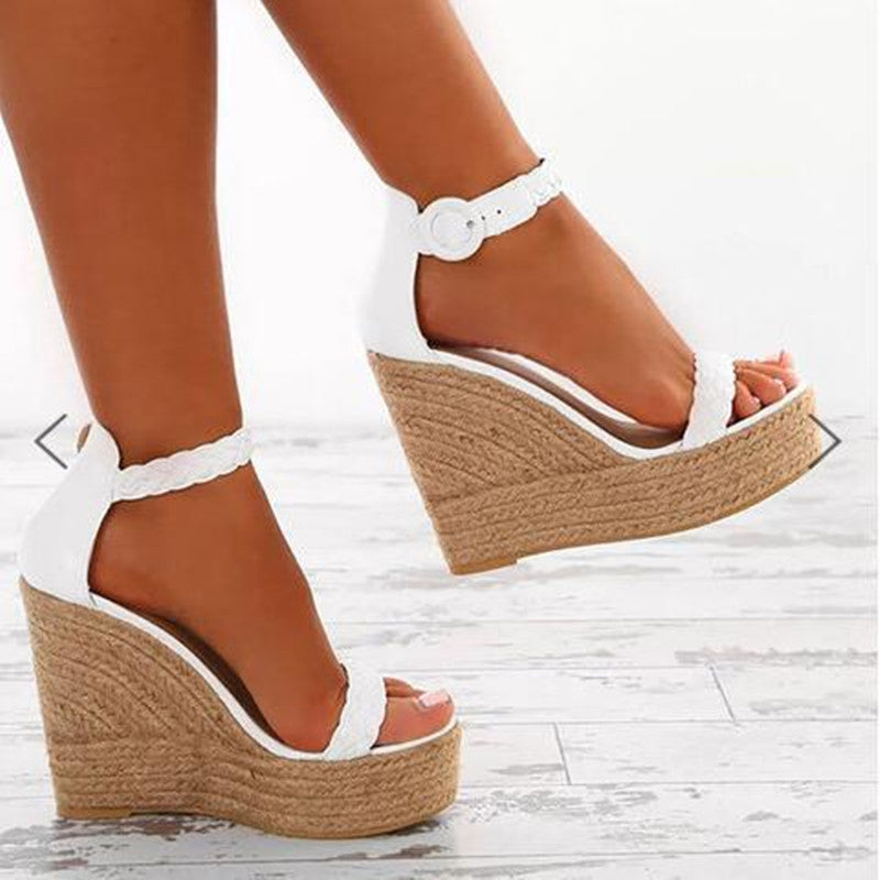 Spring Summer Foreign Trade Large Size Wedge Hemp Rope Ladies Flat Sandals