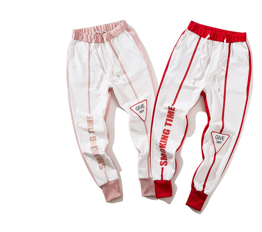 Hip-hop men's casual European and American casual pants beam pants hip-hop high street summer new printed sweatpants men's trousers