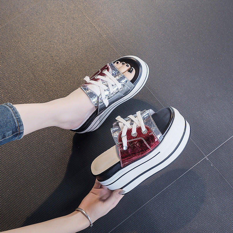 Women's Sandals Summer Thick Soled Sponge Cake Color Matching