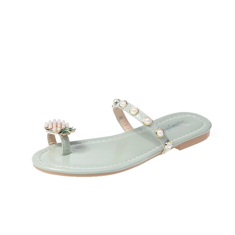 Pineapple Pearl Slippers Female Summer Flip Flops Outer Wear Flat Sandals And Slippers