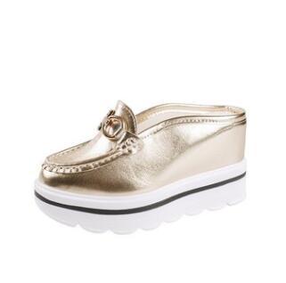 Summer new product Baotou high-heeled slippers female wedge with thick bottom half drag inside increased muffin sandals fashion women's shoes