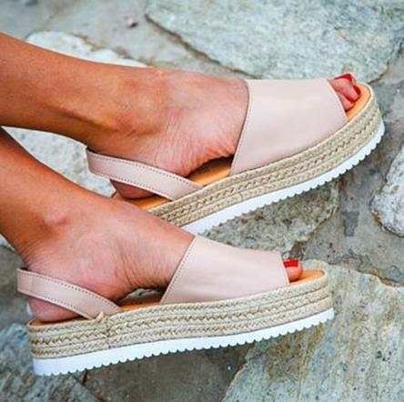 Summer New Style Thick Soled Fish Mouth Women's Sandals One Word Buckle Sandals Women