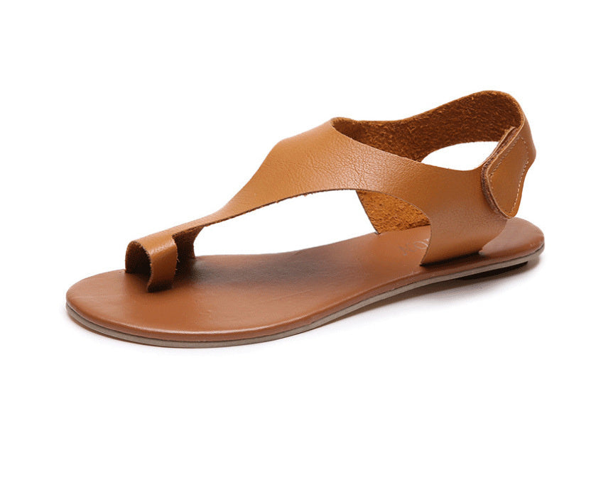 Spring And Summer New Style Sandals Women European Station Wish Hot Sale Fashion Solid Color Flip Flops Flat Velcro Sandals Wholesale