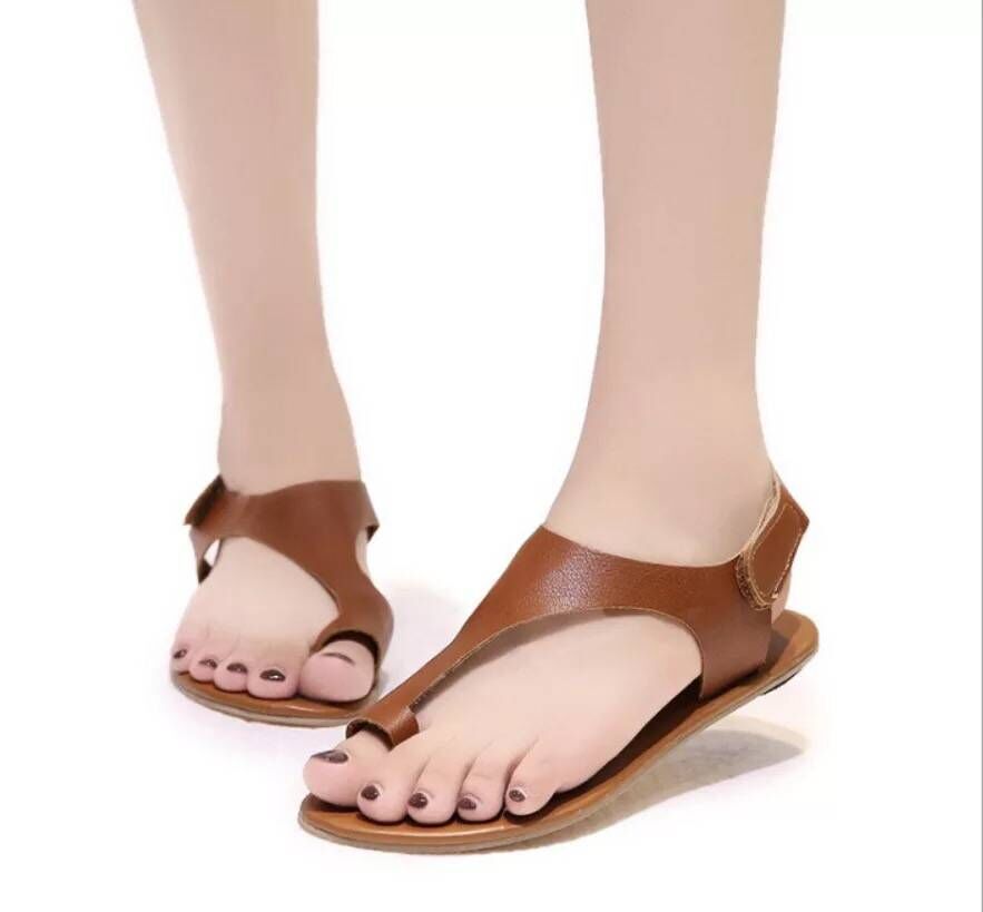 Spring And Summer New Style Sandals Women European Station Wish Hot Sale Fashion Solid Color Flip Flops Flat Velcro Sandals Wholesale