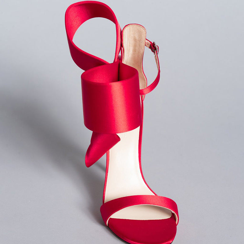 Summer Oversized Bow Ankle-strap High Heel Women's Sandals