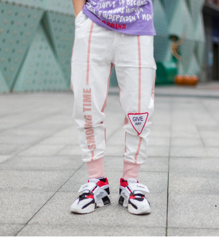 Hip-hop men's casual European and American casual pants beam pants hip-hop high street summer new printed sweatpants men's trousers