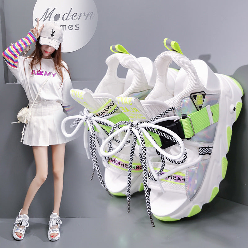 Summer Rubber Low-top Platform Color Matching Casual Wedge Sandals