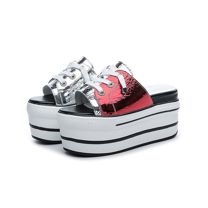 Women's Sandals Summer Thick Soled Sponge Cake Color Matching