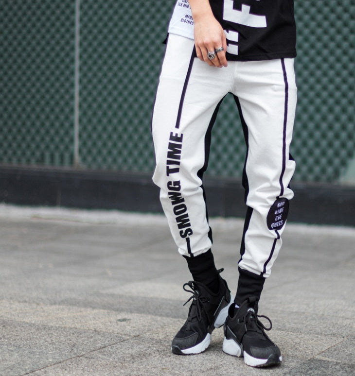Hip-hop men's casual European and American casual pants beam pants hip-hop high street summer new printed sweatpants men's trousers