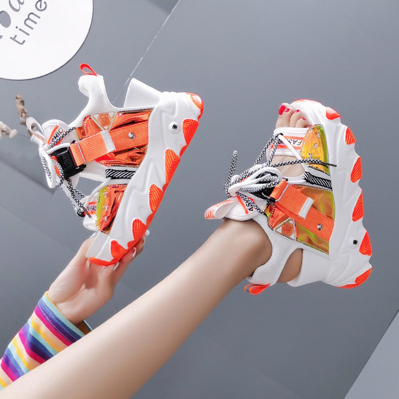 Summer Rubber Low-top Platform Color Matching Casual Wedge Sandals