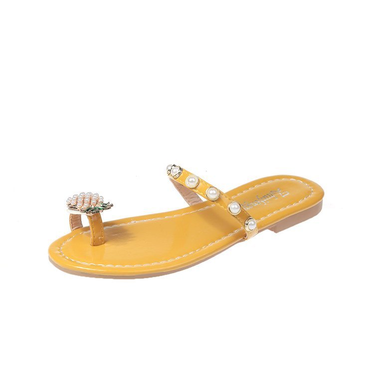 Pineapple Pearl Slippers Female Summer Flip Flops Outer Wear Flat Sandals And Slippers