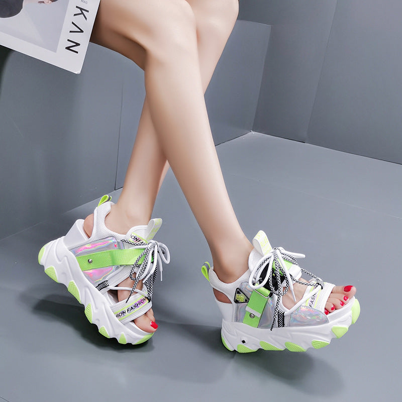 Summer Rubber Low-top Platform Color Matching Casual Wedge Sandals