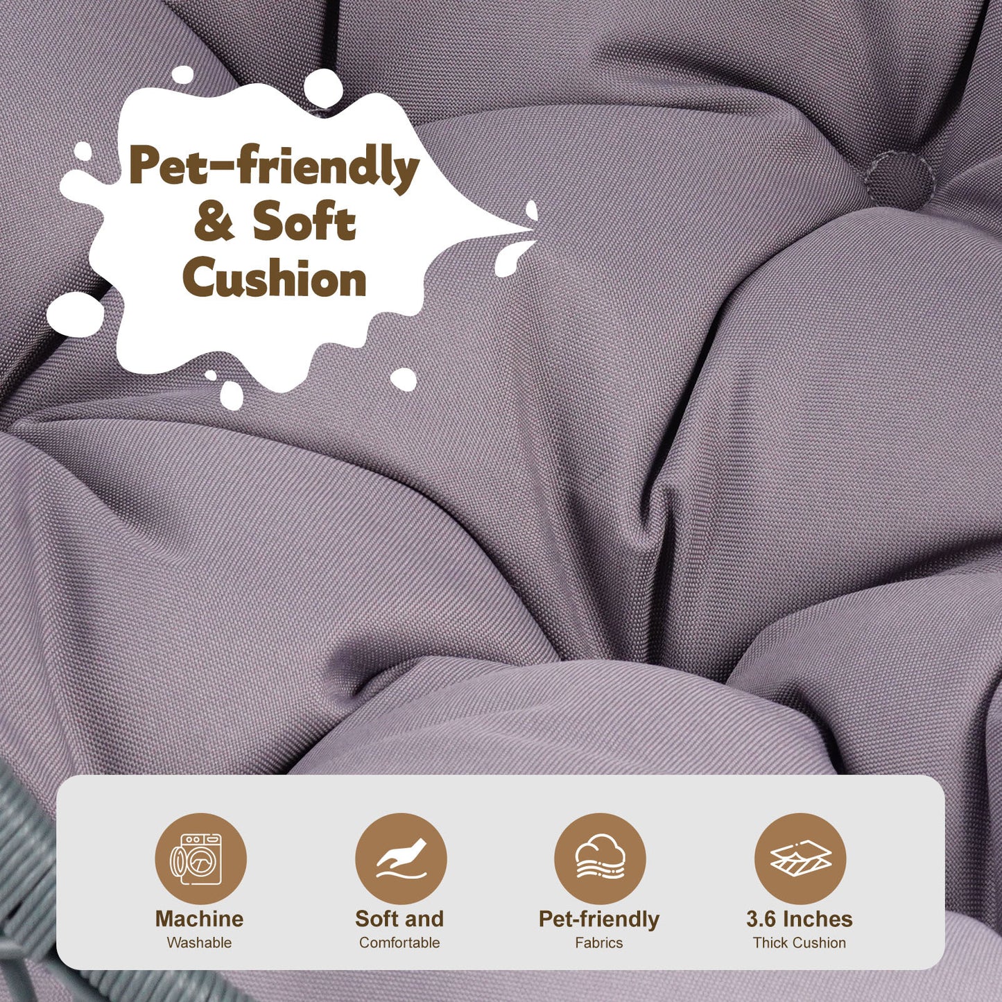 Cat Swing Bed With Stand And Cushion, Rattan Look Cat Egg Chair, Indoor Hanging Swing Cat Bed, Suitable For Cats, Small Dogs And Small Animals, Gray, Prohibited Platform Temu, Shein