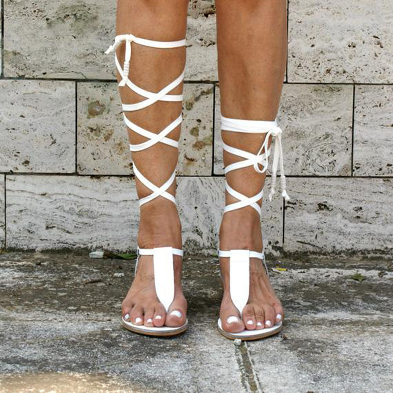 Summer European And American New Style Thin Strap Flip Flops Flat Sandals