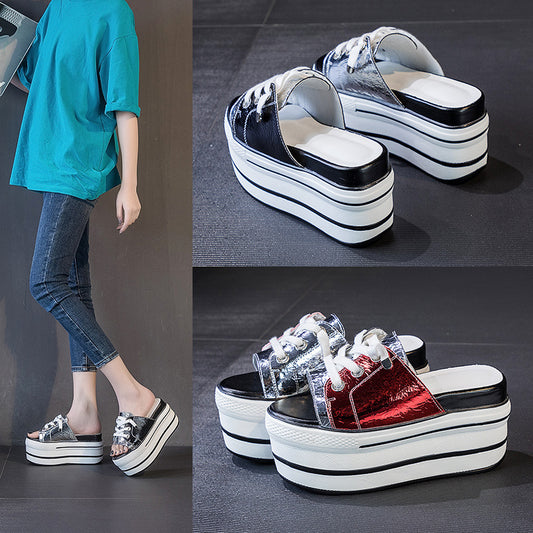 Women's Sandals Summer Thick Soled Sponge Cake Color Matching