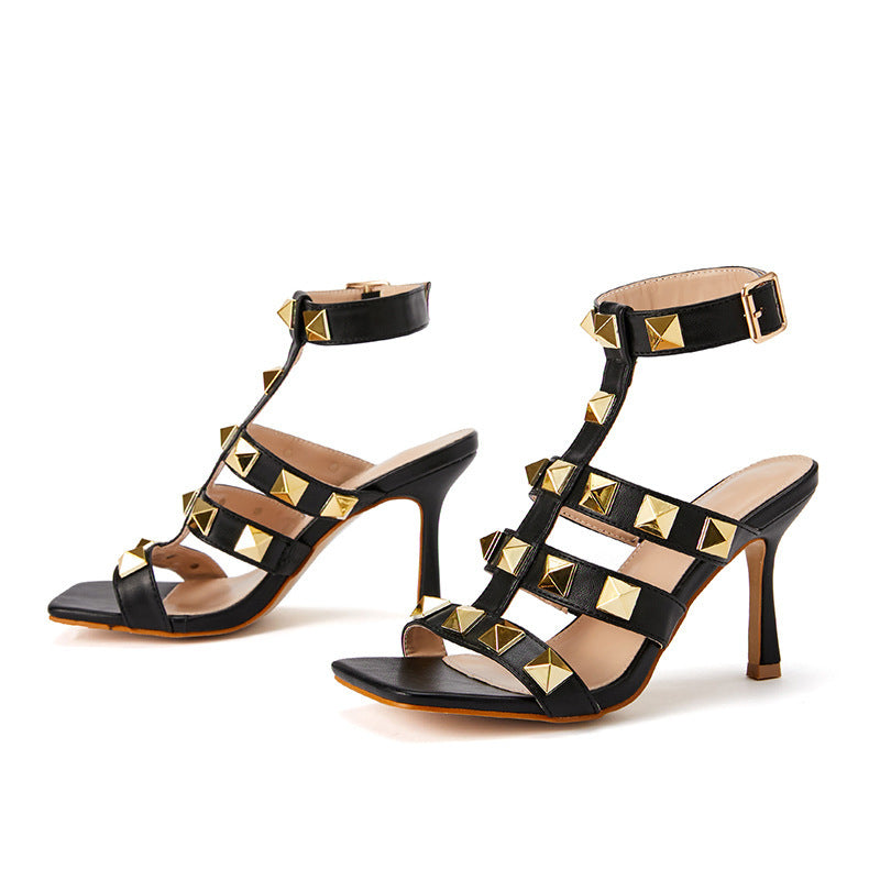 Summer New Hollow Square Toe Roman Sandals